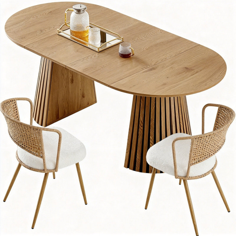Ensemble 3 pièces de table et chaises, Brun