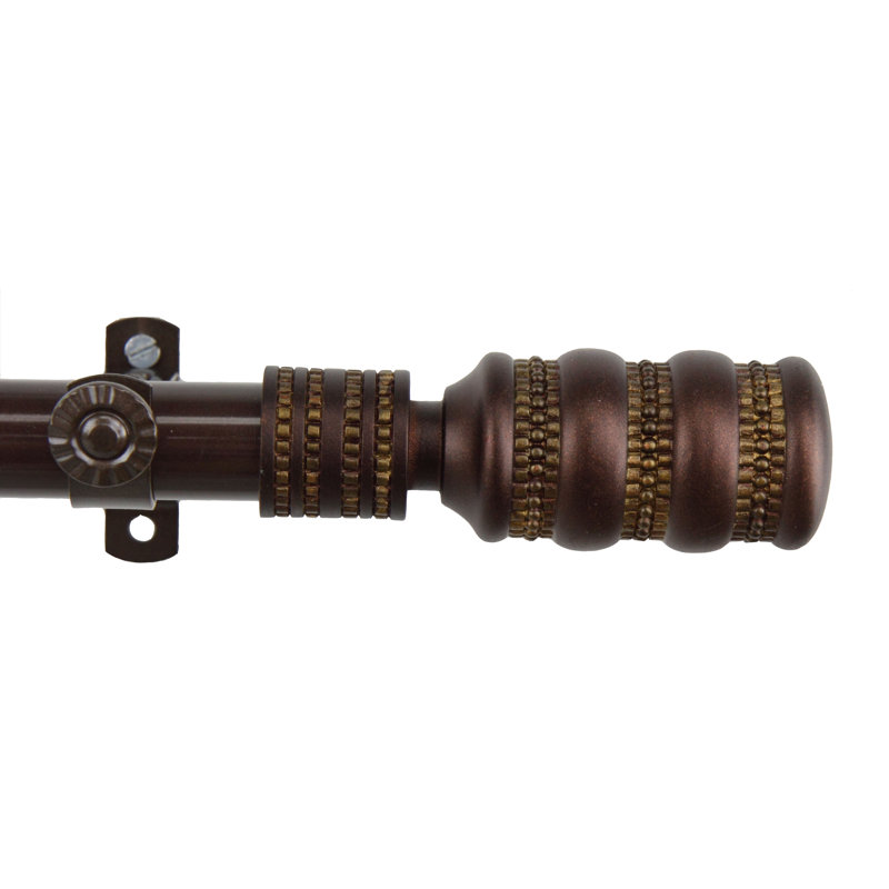 Ensemble de tringle à rideaux simple et quincaillerie pour fenêtre à 4 côtés Parinaaz, Cacao, 18 po à 28 po (chaque côté)