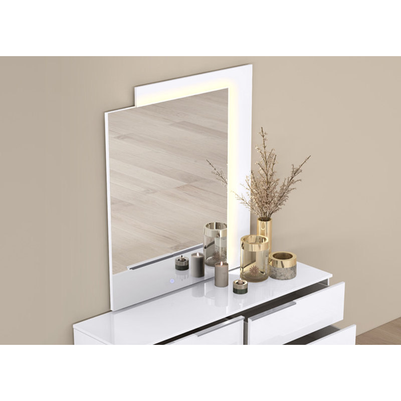 Kirtana Rectangle Wall Mirror, White