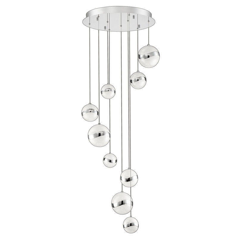 Luminaire DEL noir 9 lumières Galnares, Chrome/argent, Chrome