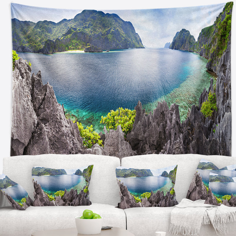 La tapisserie panoramique du lagon Landscape, H 32 po x l 39 po