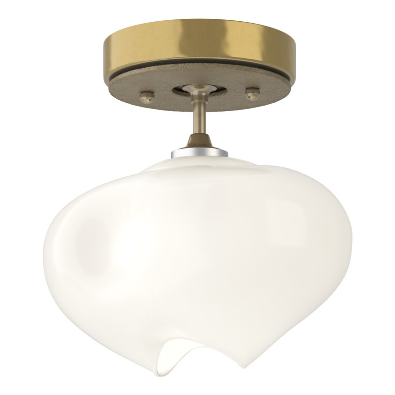 Ume Frosted Glass 1 - Light Semi Flush Mount, Soft Gold, Modern Brass