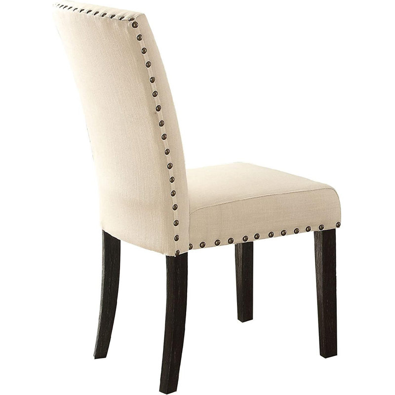 Chaise d'appoint (lot de 2) - Lin et chêne foncé récupéré