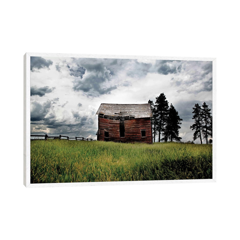 Montana Barn II - Print on Canvas, 66.04 cm H x 45.72 cm W, White Framed
