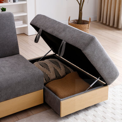 Multifunctional Double Folding Sofa Bed With Storage Ottoman And Drop Down Table