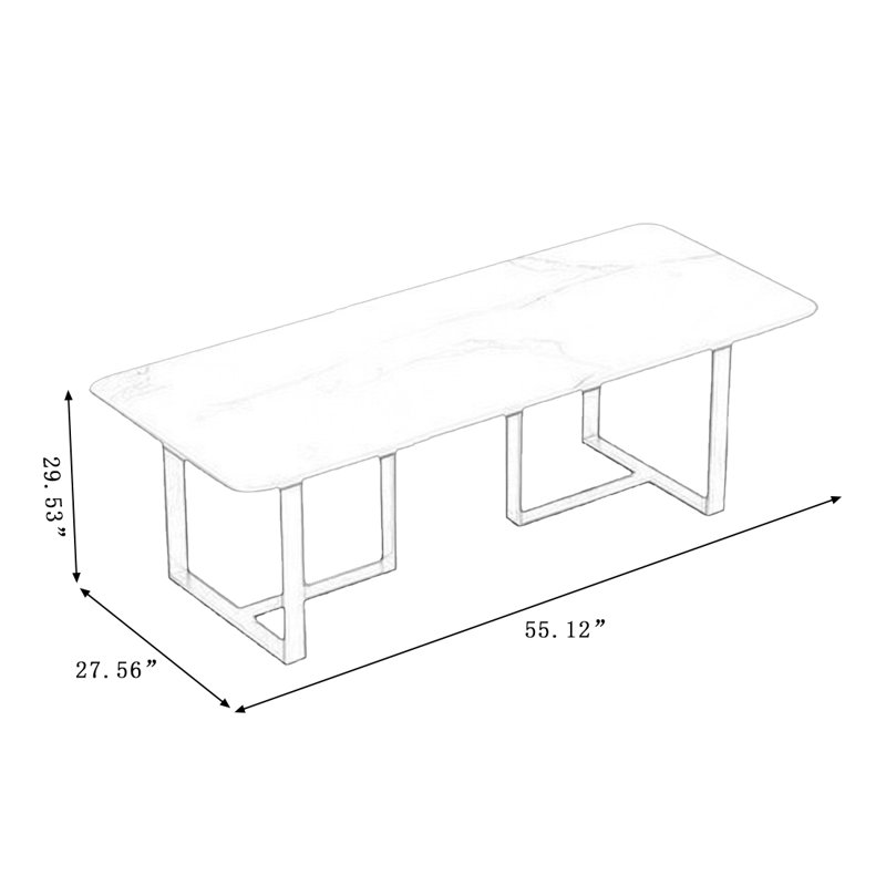 Table de salle à manger dorée, H 29,53 po x L 55,12 po x l 27,56 po