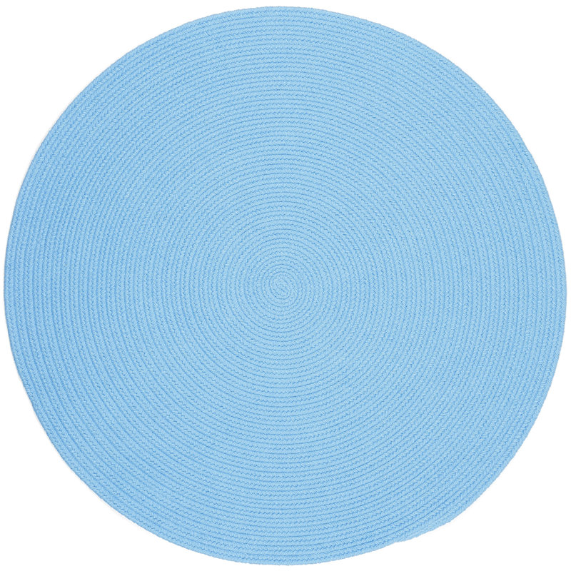 Tapis décoratif d’intérieur/extérieur bleu tressé à la main Misha, Rond 6 pi