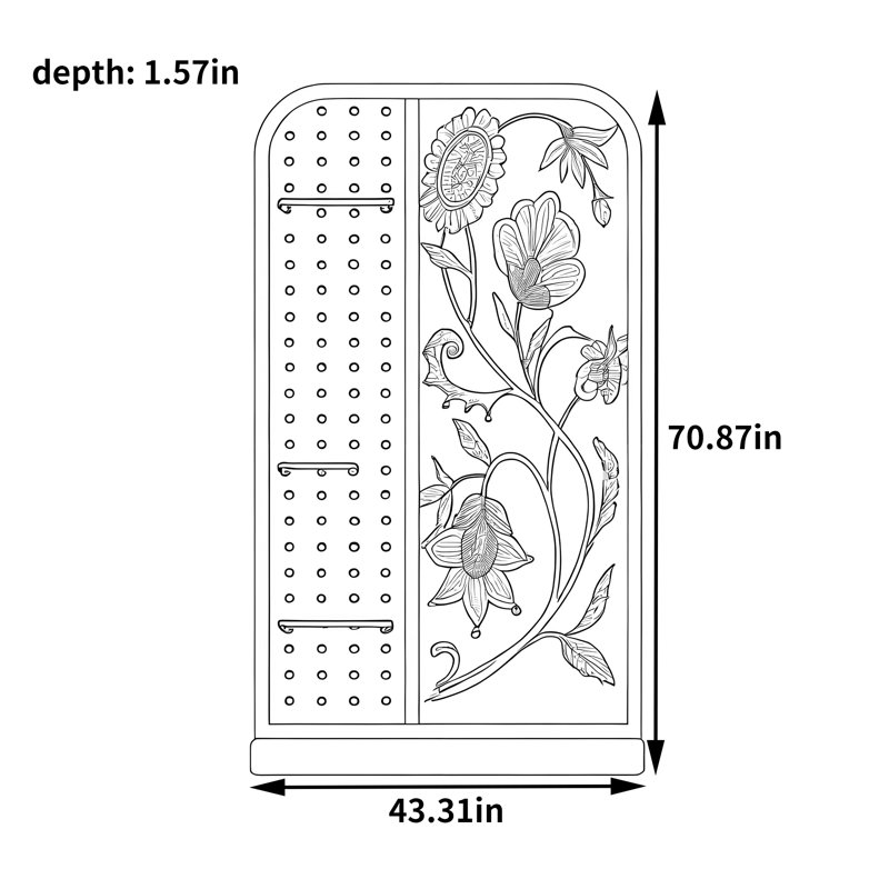 Paravent en bois de noyer multifonctionnel, Brun / vert / orange, H 70,87 po x l 43,31 po x P 1,57 po