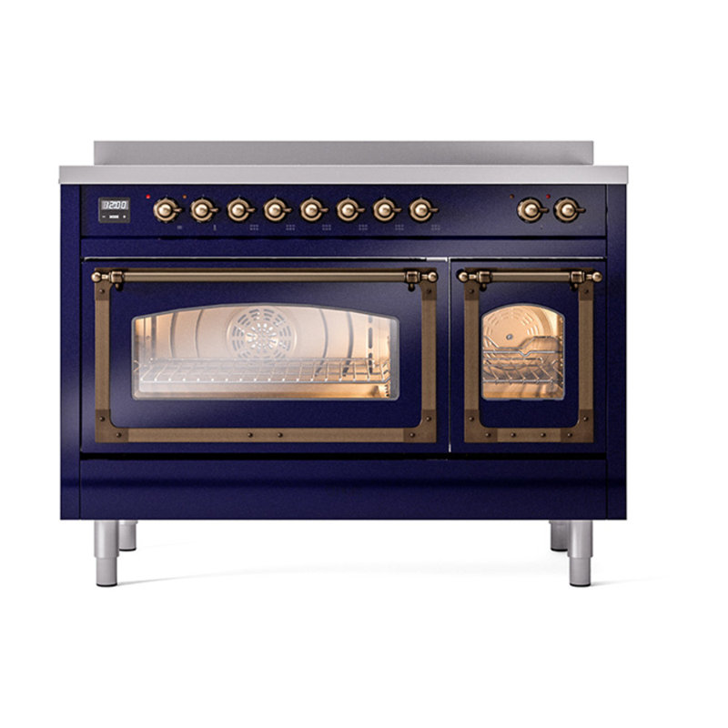 ILVE Nostalgie II Noblesse 48 dans la gamme d'induction, 6 éléments d'induction (porte en verre), Midnight Blue/Burnished