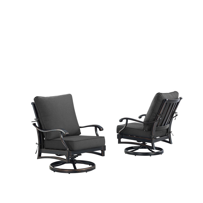 Clarissa Swivel Aluminum Outdoor Lounge Chair, Black