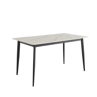 Dining Table Tablerectangular  Kitchen Table With Porcelain Table Top And Metal Legs,Dining Room Table  ,Mid Century Dinner Table   And Office,Table Only