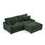 Canapé modulaire rembourré 3 pièces en chenille vert avec coussins décoratifs et repose-pieds 3 pièces-1388572085-1388572088