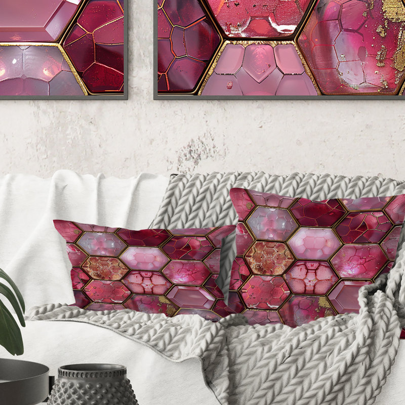 Glam Octagon - Glam Throw Pillow, 16" H x 16" H
