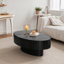 Table basse ovale moderne en bois de 43,5 po en forme d'olive avec cannelures en bois massif pour le salon-1685229671