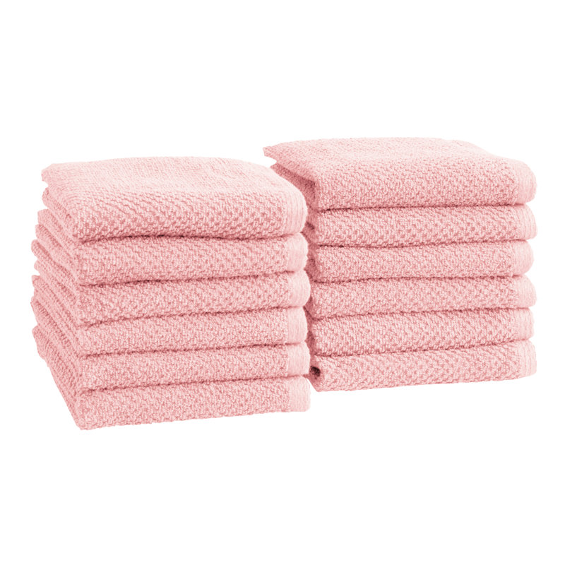 Drap de bain 100% coton texturé, Pink, Gant de toilette - paquet de 12
