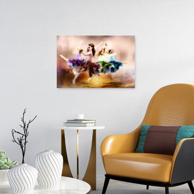 Affiche murale colorée, onirique et énergique représentant des femmes dansant joyeusement
