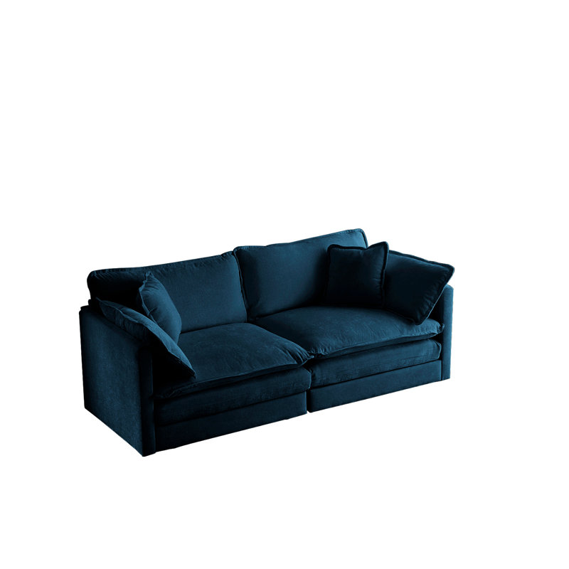 For Living Room - Blue Chenille, 4 Pillows Included, Solid Wood Construction, High Fabric Cover Chenille 2 Room, Quality Sponge Padding, Frame, Elegant Upholstery