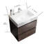 Meuble-lavabo en noyer - 24 po, grand rangement, lavabo blanc, tiroirs lisses silencieux, sans robinet ni drain