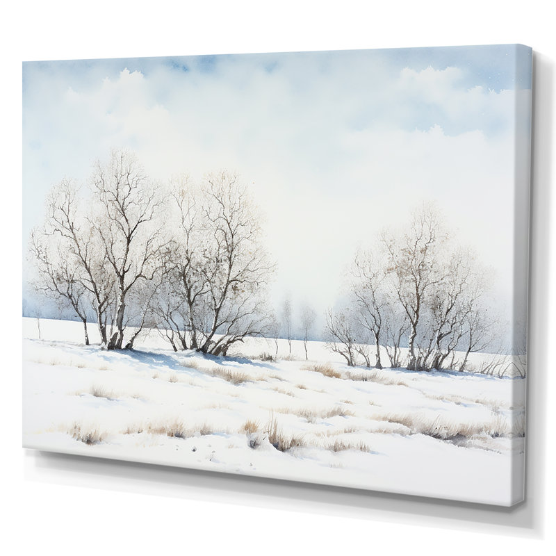 «Snow Winter Minimalisme Landscape II», reproduction sur toile, Toile tendue, H 30 po x l 40 po x P 1,5 po