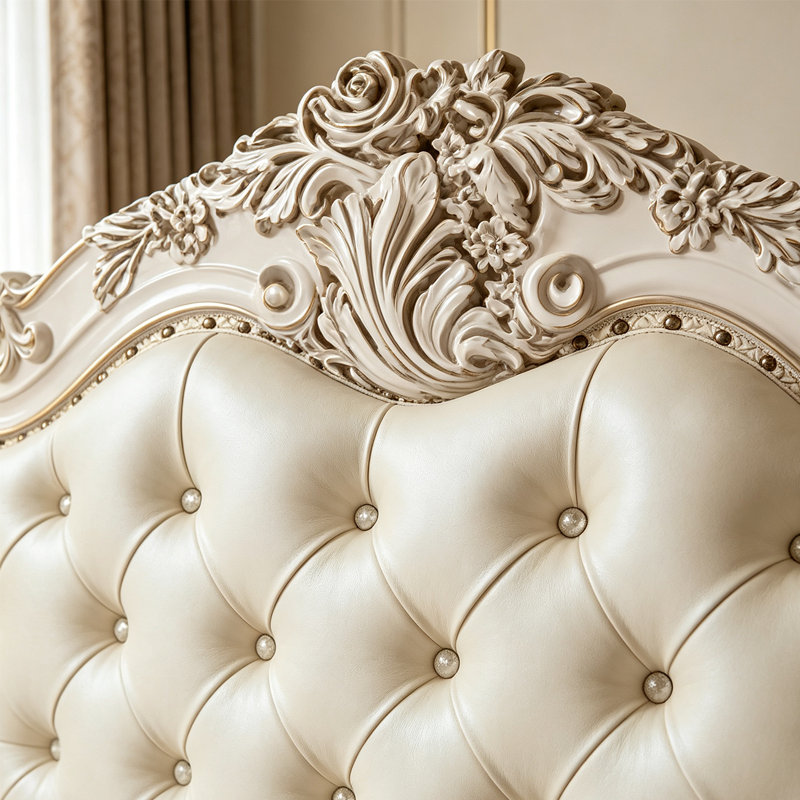 Fauteuil d'appoint antique blanc perle sculpté à pattes griffes, 45 pouces