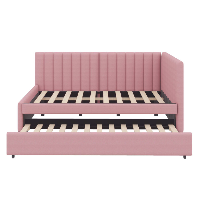 Full-Sized Daybed With Concealed Trundle Bed, Pink