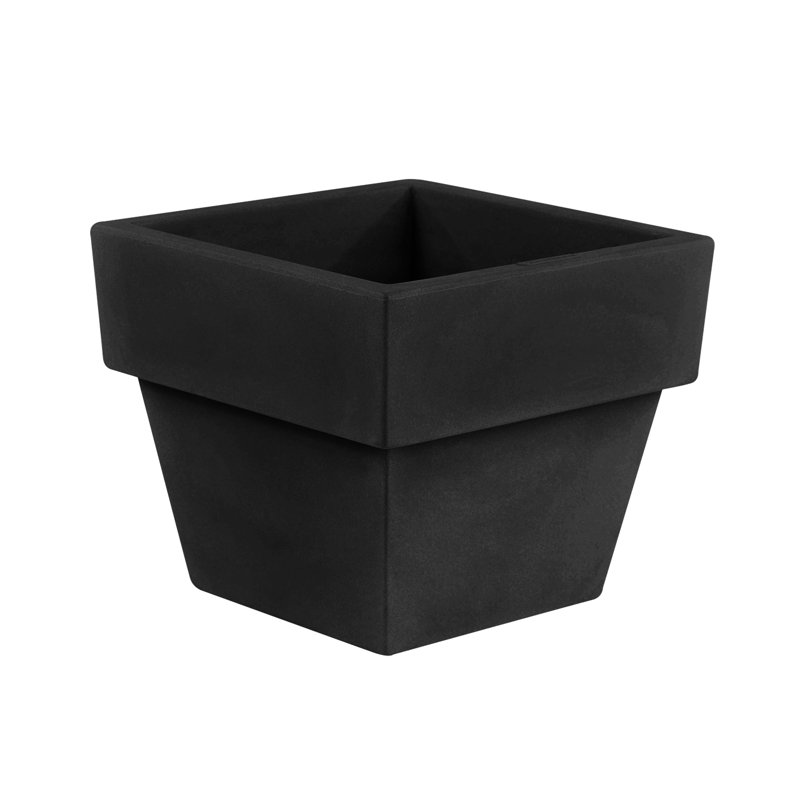 Vaso Resin Pot Planter, Black, 13.75" H x 15.75" W x 15.75" D
