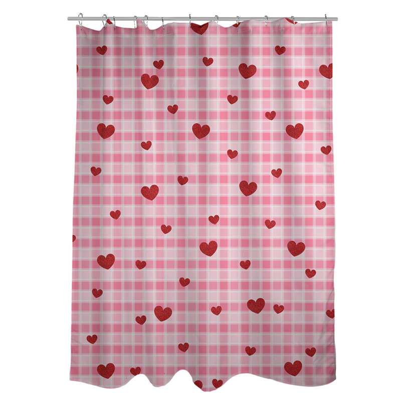 Plaid Shower Curtain, Red, No