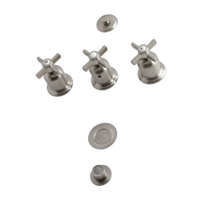 Kingston Brass Millennium Three-Handle Vertical Spray Bidet Faucet with Brass Pop-Up