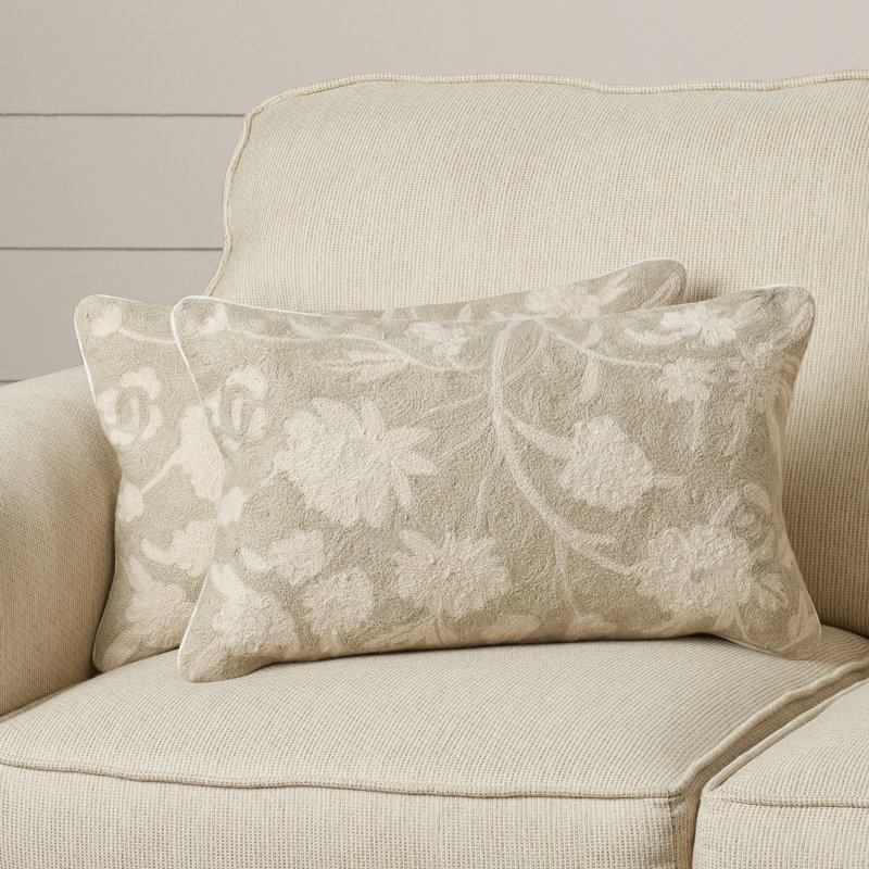 Floral Wool Throw Pillow