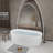 59"Linear Acrylicfreestanding Bathtub Stand Alone Soaker Tub, Glossy White Acrylic, POP-UP Chrome Drain, Cupc Certified