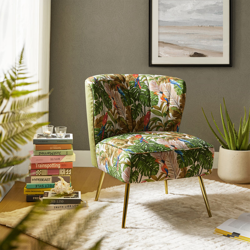 Amata Wooden Upholstery Armless Accent Chair, Green
