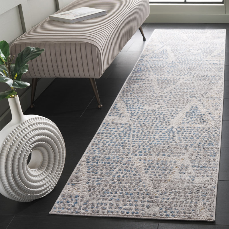 Tapis beige / bleu Palma 318, Tapis de couloir 2 pi 2 po x 9 pi