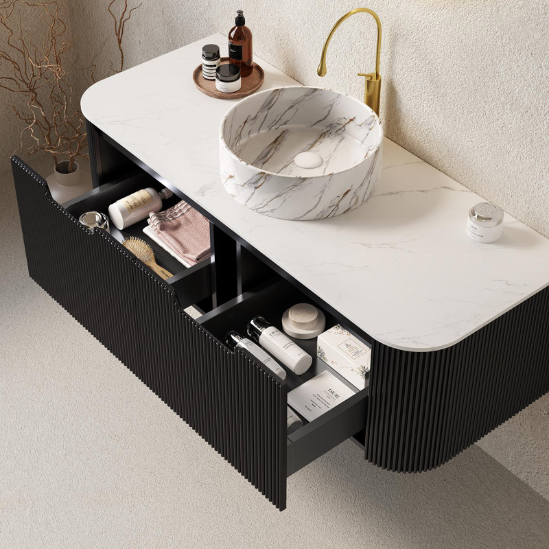 Meuble-lavabo mural 48 po avec lavabo et lavabo mural 48 po, Blanc