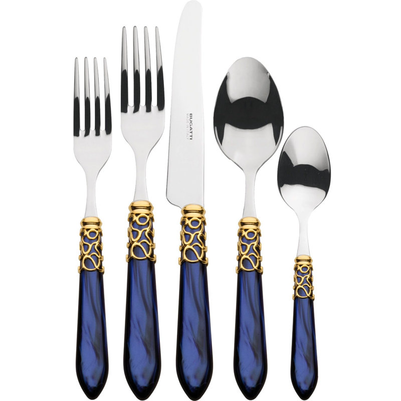 Service de table 5 pièces Melody, Bleu / doré