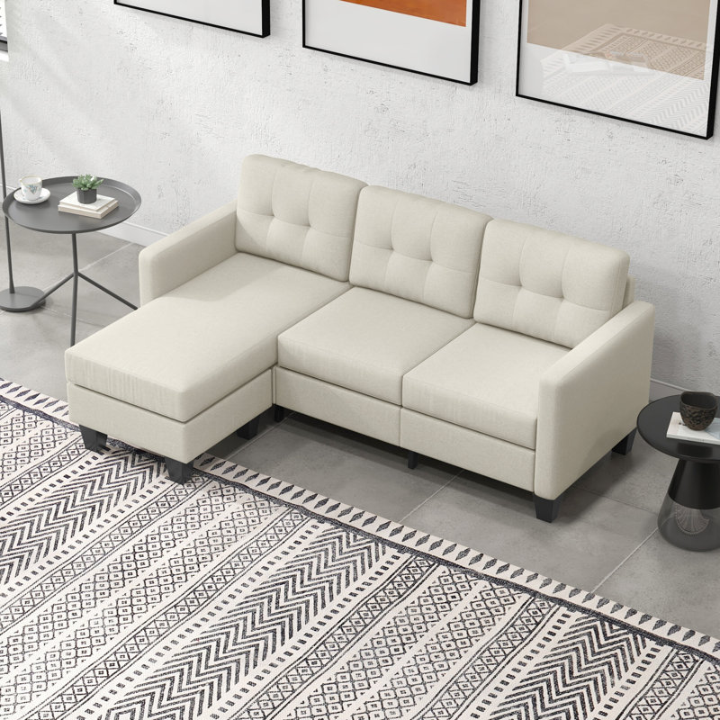 Canapé modulaire 3 places, canapé modulaire avec repose-pieds, beige