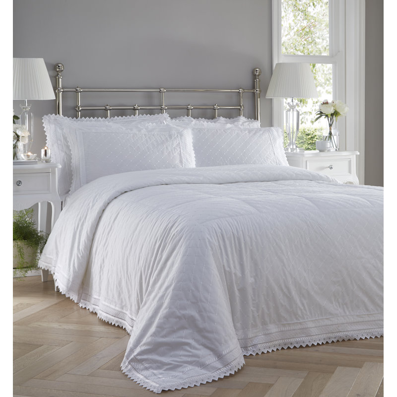 Blanche Timeless Contemporary Duvet Cover Set, Super King Duvet Cover + 2 Standard Pillowcases, White