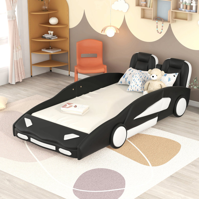Lit plateforme simple avec roulettes, Noir