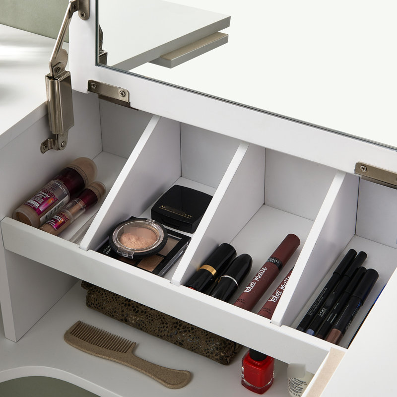 Rebord mural blanc avec miroir de meuble-lavabo pliable blanc