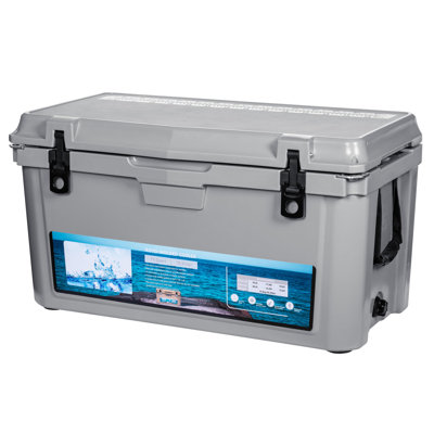 75qt Camping Cooler - Large Capacity Ice Chest with Extra-Thick Insulation, Keeps Ice Up to 7 Days - Portable with Strap & Handle for Food, Drinks, Beach, Picnic, Fishing, Boat - Cool Gray GRAY 6C