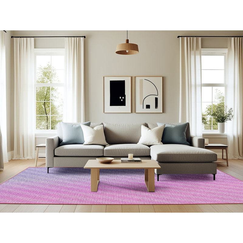 Tapis rayé rose / mauve Antonyio, Rectangle 6 pi x 9 pi