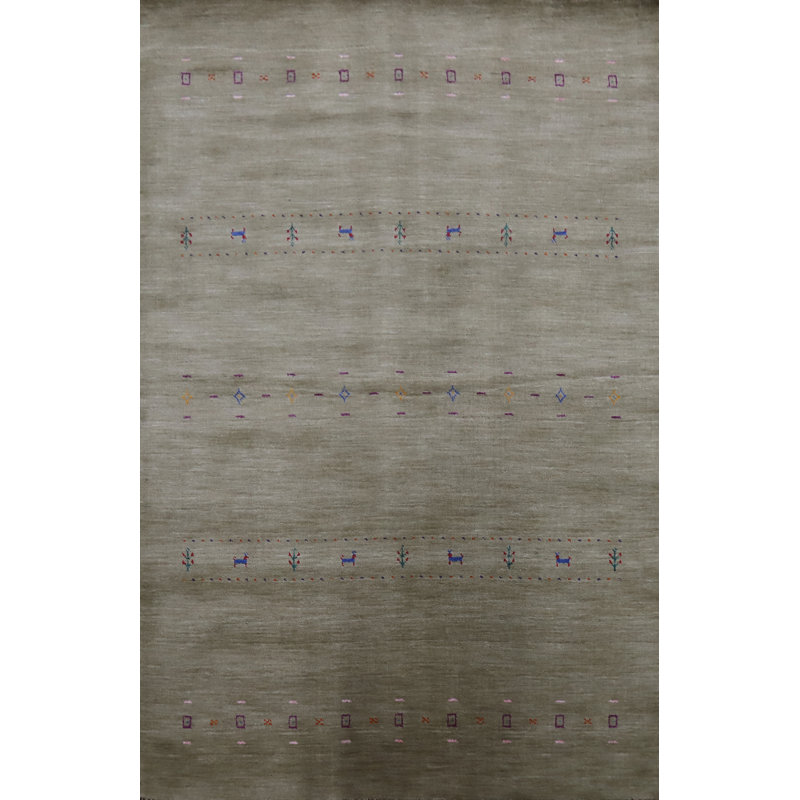 Tribal Green Gabbeh Indian Area Rug
