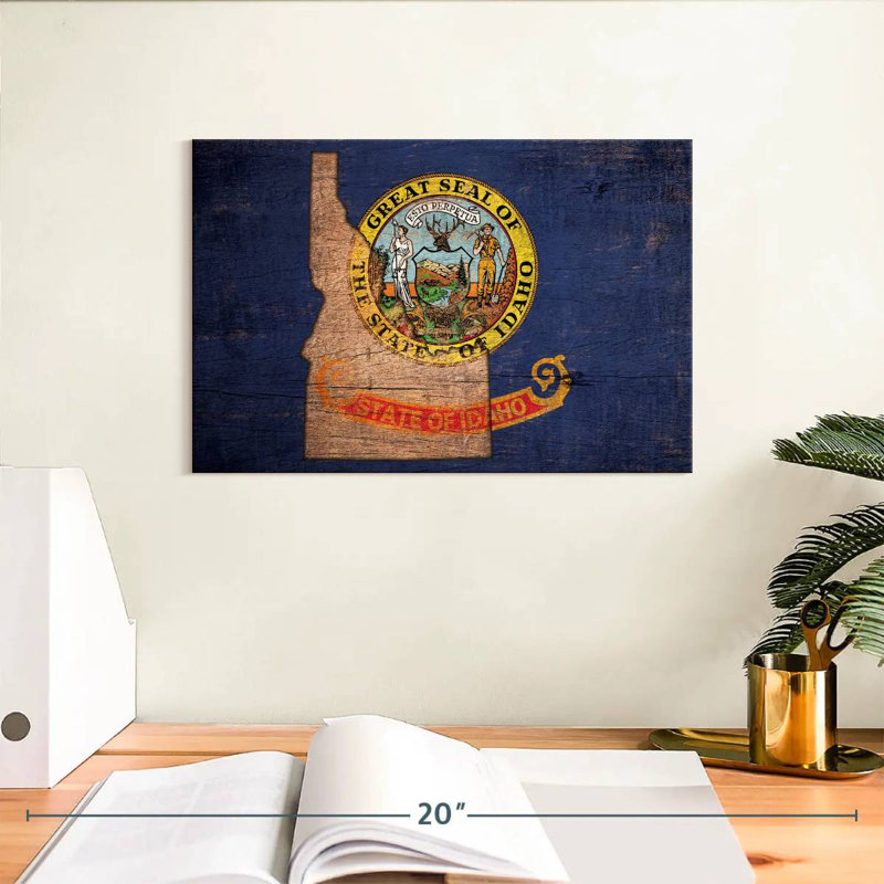 Carte d'État sur le drapeau de l'Idaho, H 8 po x l 12 po