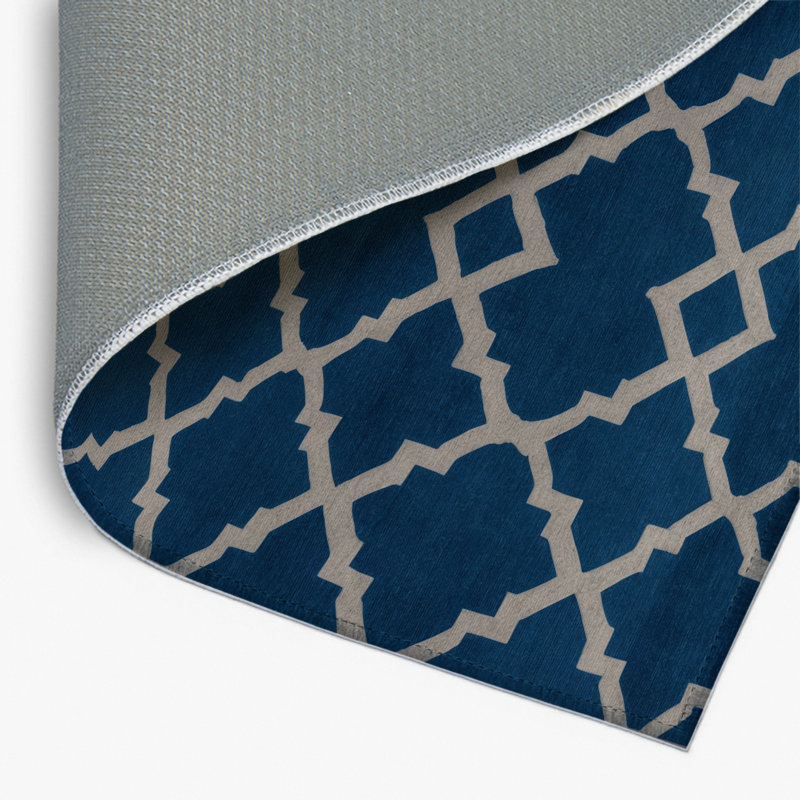 Trellis Blue Indoor and Outdoor Area Rug, Rectangle 2' x 3'