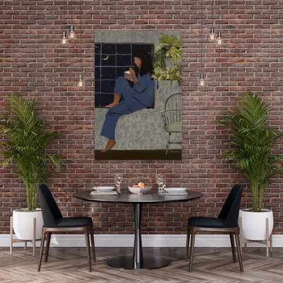 Moonlit Window Meal Peaceful Abstract Contemporary Landscape Landscape, art mural