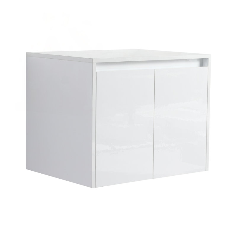 24 Inch Bathroom Wall Cabinet With Soft Close Doors, Float Mounting Design, And Glossy White Finish For Modern Bathrooms