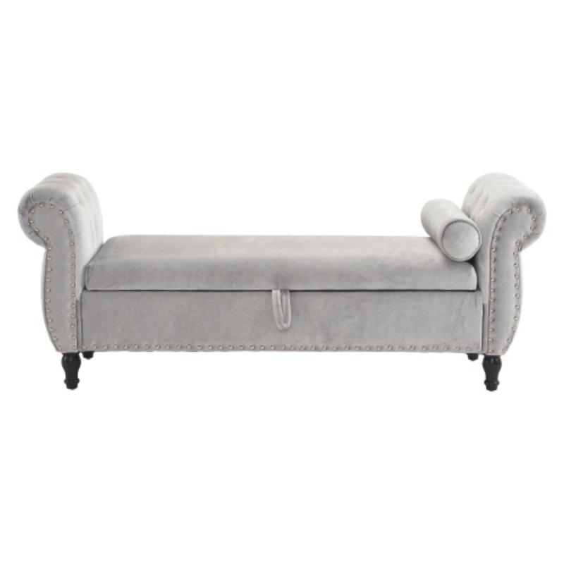 Banc repose-pieds rectangulaire Velvet, Gris