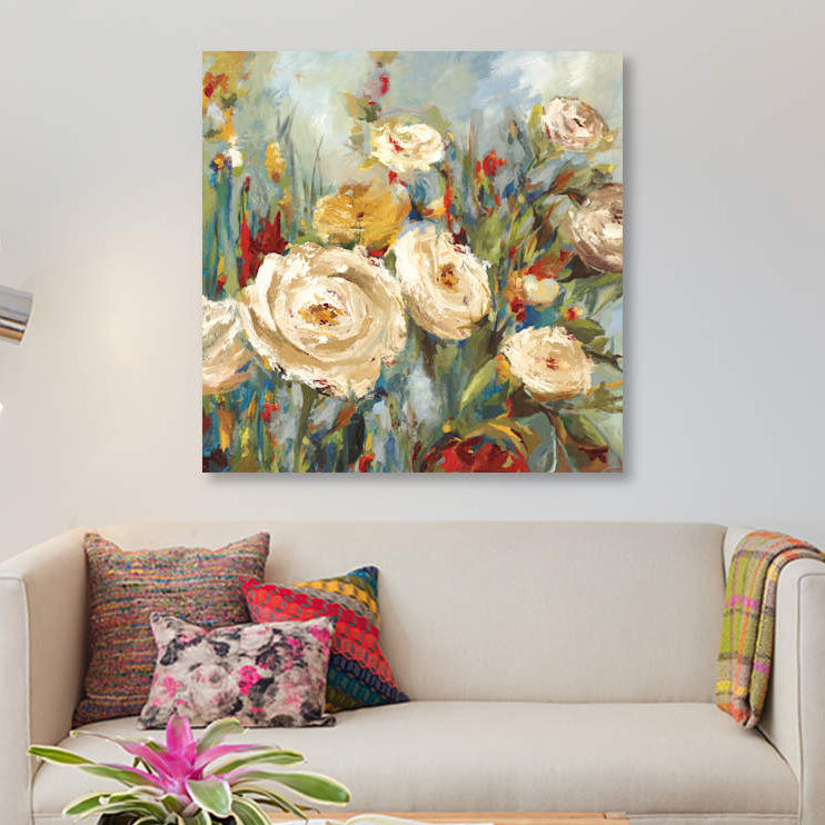 "Calico Fields" par Asia Jensen, reproduction sur toile, H 26 po x l 26 po x P 1,5 po, Toile tendue, Pas de tapis
