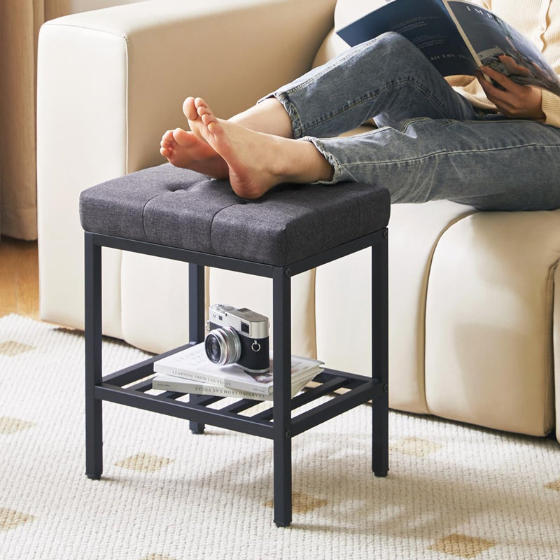 Metal Accent Stool, Dark Grey
