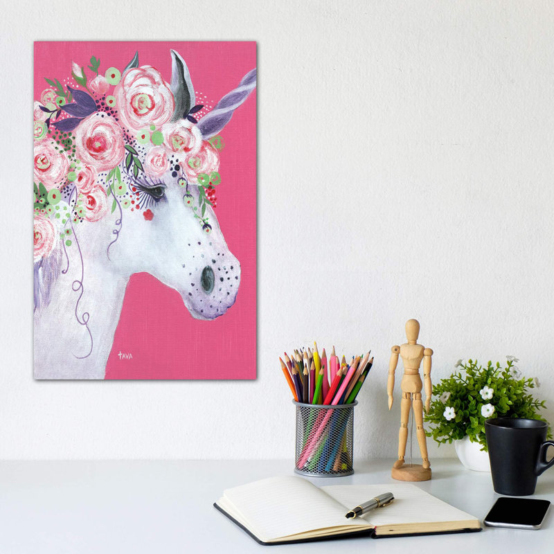 «Unicorn II» par Tava - impression d'art graphique, H 12 po x l 8 po x P 0,75 po, Toile tendue, Pas de tapis