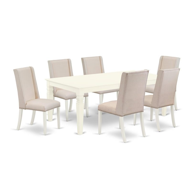 Ensemble de table de salle à manger 7 pièces composé d'une table de salle à manger rectangulaire avec feuille papillon et 6 chaises rembourrées